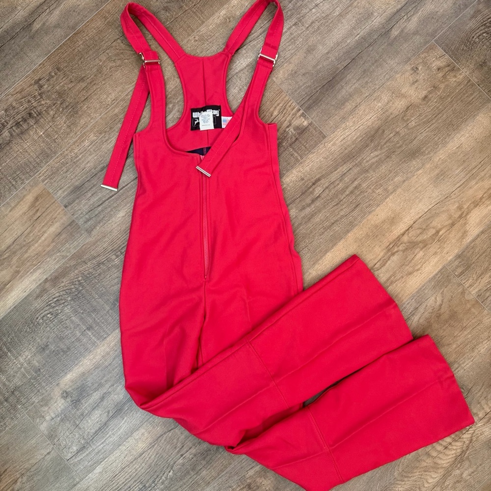 Vintage 80s White Stag Ski Bib Overall Womens 8 USA Made Pink Jumpsuit Gorpcore